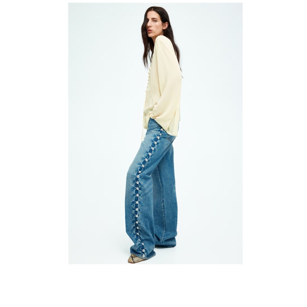 H&M Studio Studded Wide-Leg Jeans
